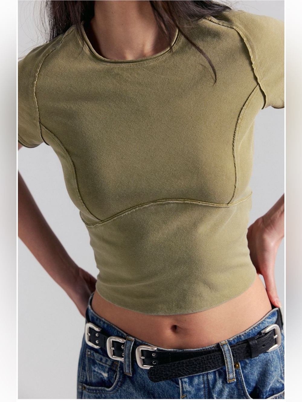 Free People We The Free Protagonist Cropped Cap Sleeve Tee XS